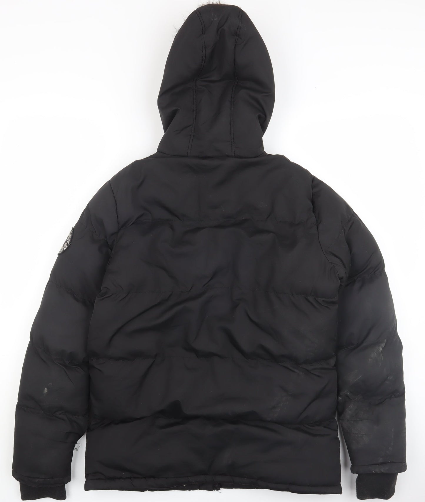 Brave Soul Boys Black Puffer Jacket, Size 13, Hooded, Winter Warm