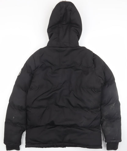 Brave Soul Boys Black Puffer Jacket, Size 13, Hooded, Winter Warm