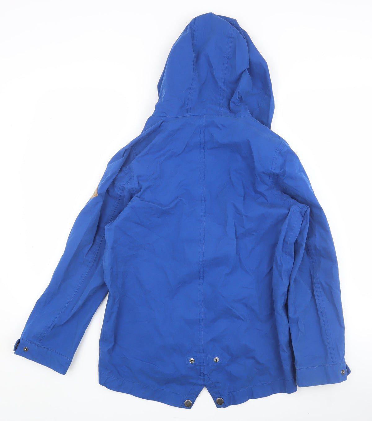 Back view of Joules boys’ blue hooded jacket, size 12, lightweight