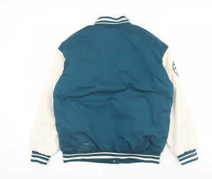 Zara Boys Blue Varsity Jacket 10 Years Lined Snap Button