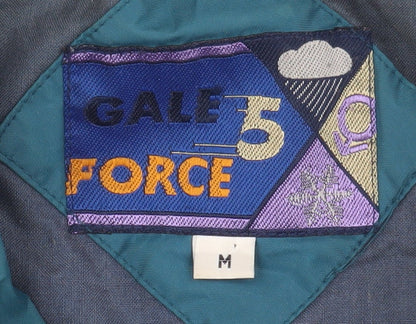 Brand and care label for GALE FORCE unisex blue windbreaker jacket m