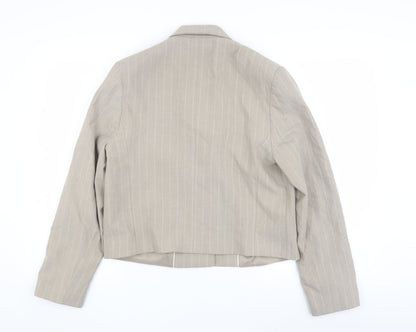 MNG Women's Beige Blazer Size 12 Pinstripe Classic Fit