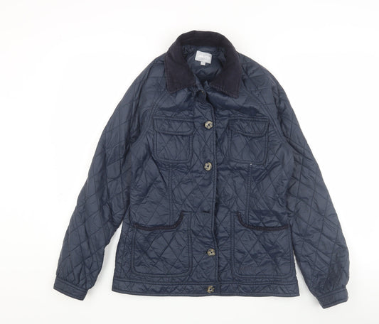 Womens UK Size 10 MUSTO Blue Quilted Coat