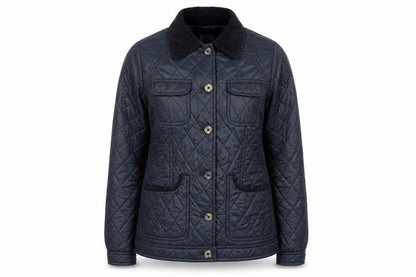 Womens UK Size 10 MUSTO Blue Quilted Coat