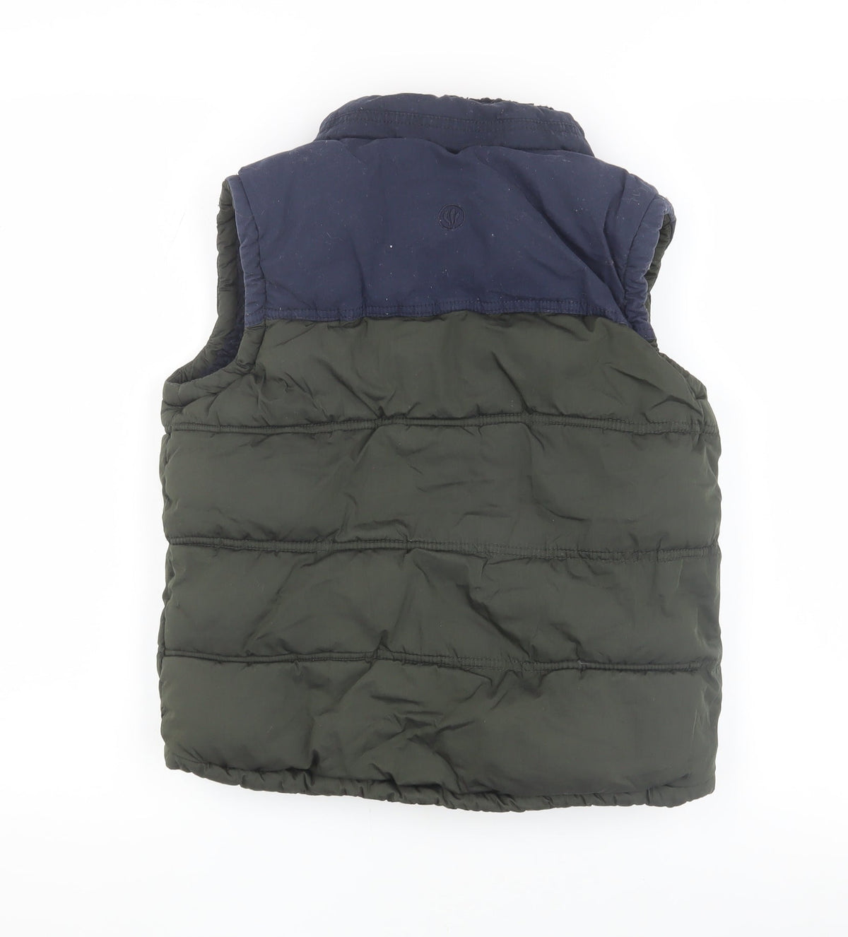 Back view of FatFace boys’ green & blue puffer jacket 11 years