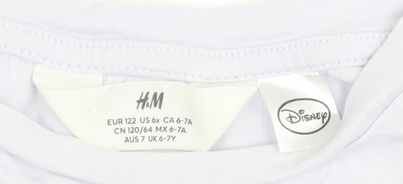H&M Girls White Disney T-Shirt, 6-7 Years