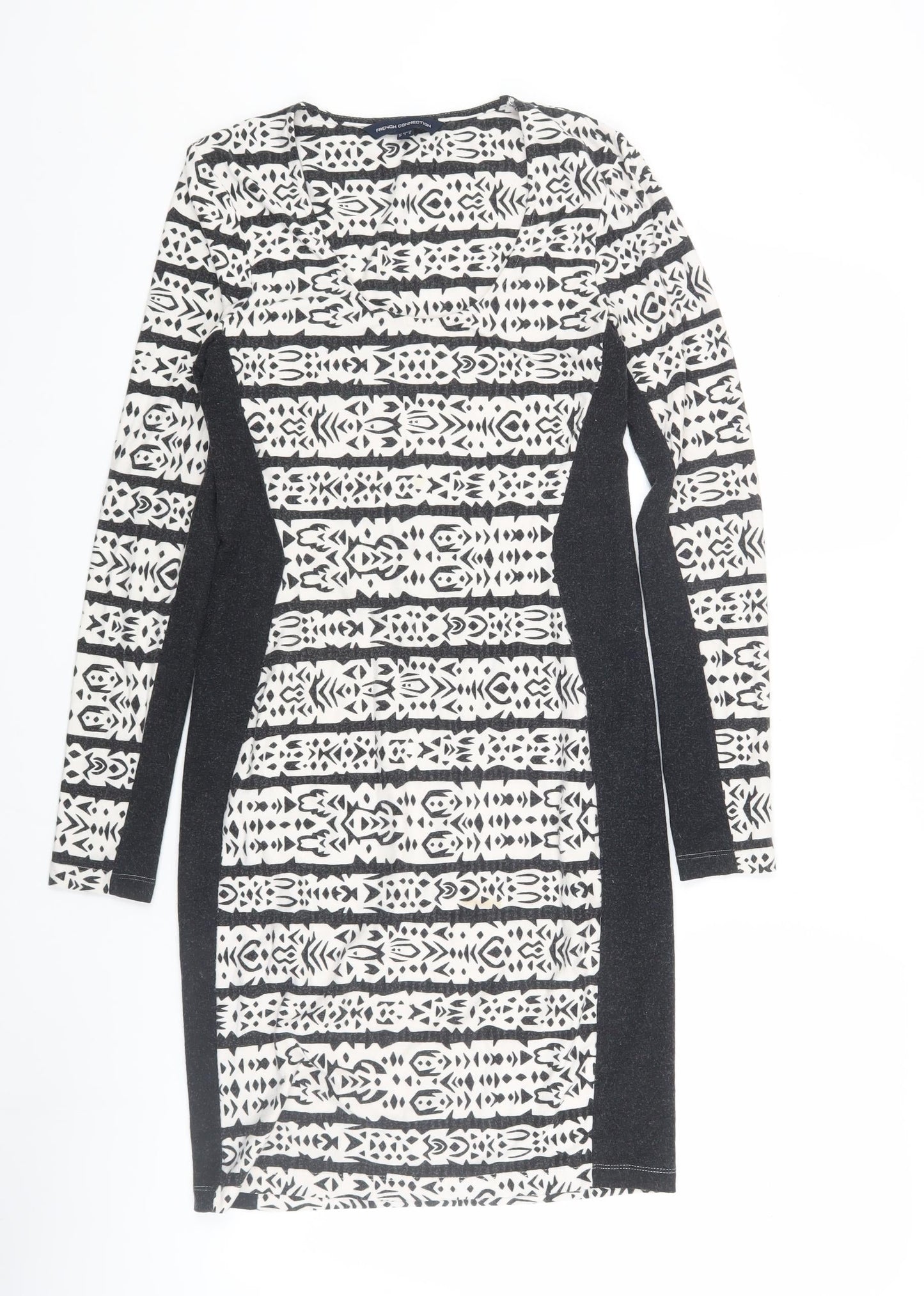 French Connection Women's Black and White Geometric Pencil Dress