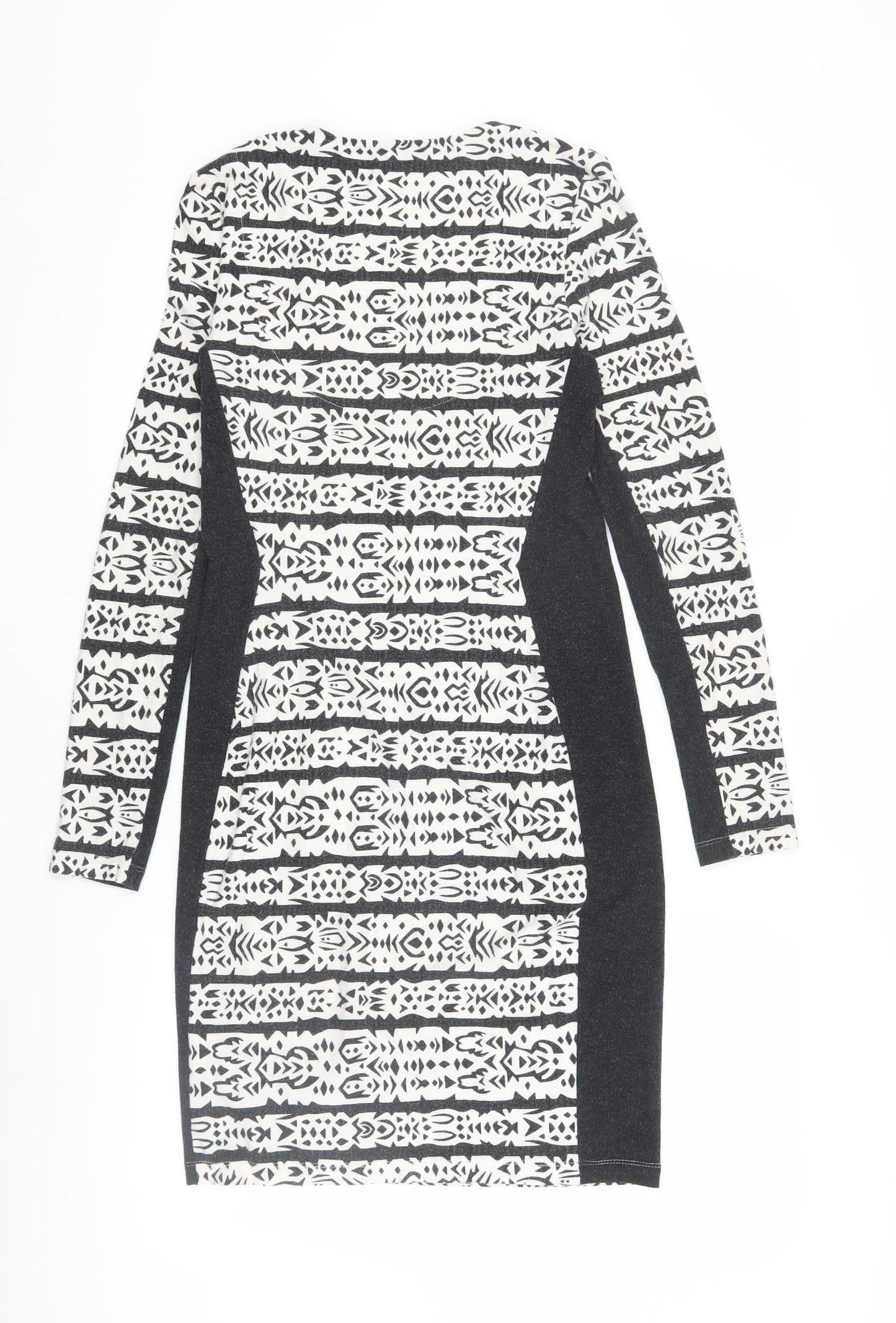 French Connection Women's Black and White Geometric Pencil Dress