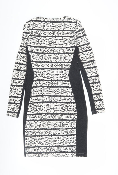 French Connection Women's Black and White Geometric Pencil Dress