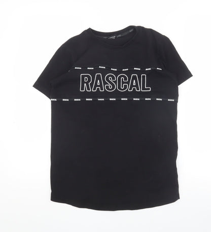 Rascal Boys Black L T-Shirt Casual Crew Neck Short Sleeve