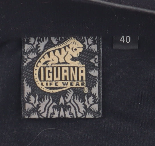 Close-up detail of Iguana Women's Black 1/4 Zip Windbreaker Jacket, size 12