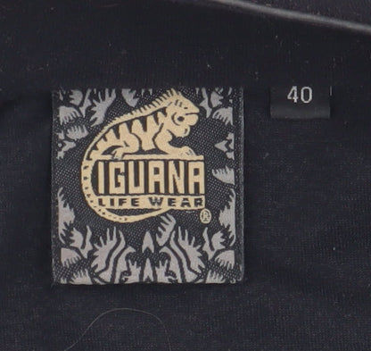 Close-up detail of Iguana Women's Black 1/4 Zip Windbreaker Jacket, size 12