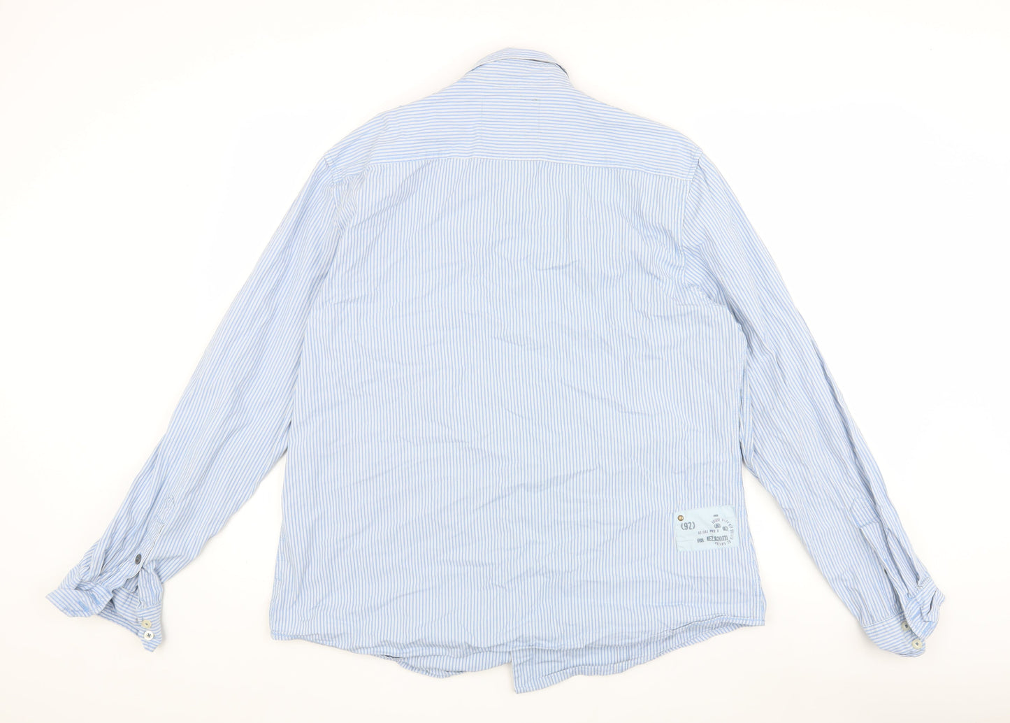 RiSD Men's Blue Striped Button-Up Shirt, Size L