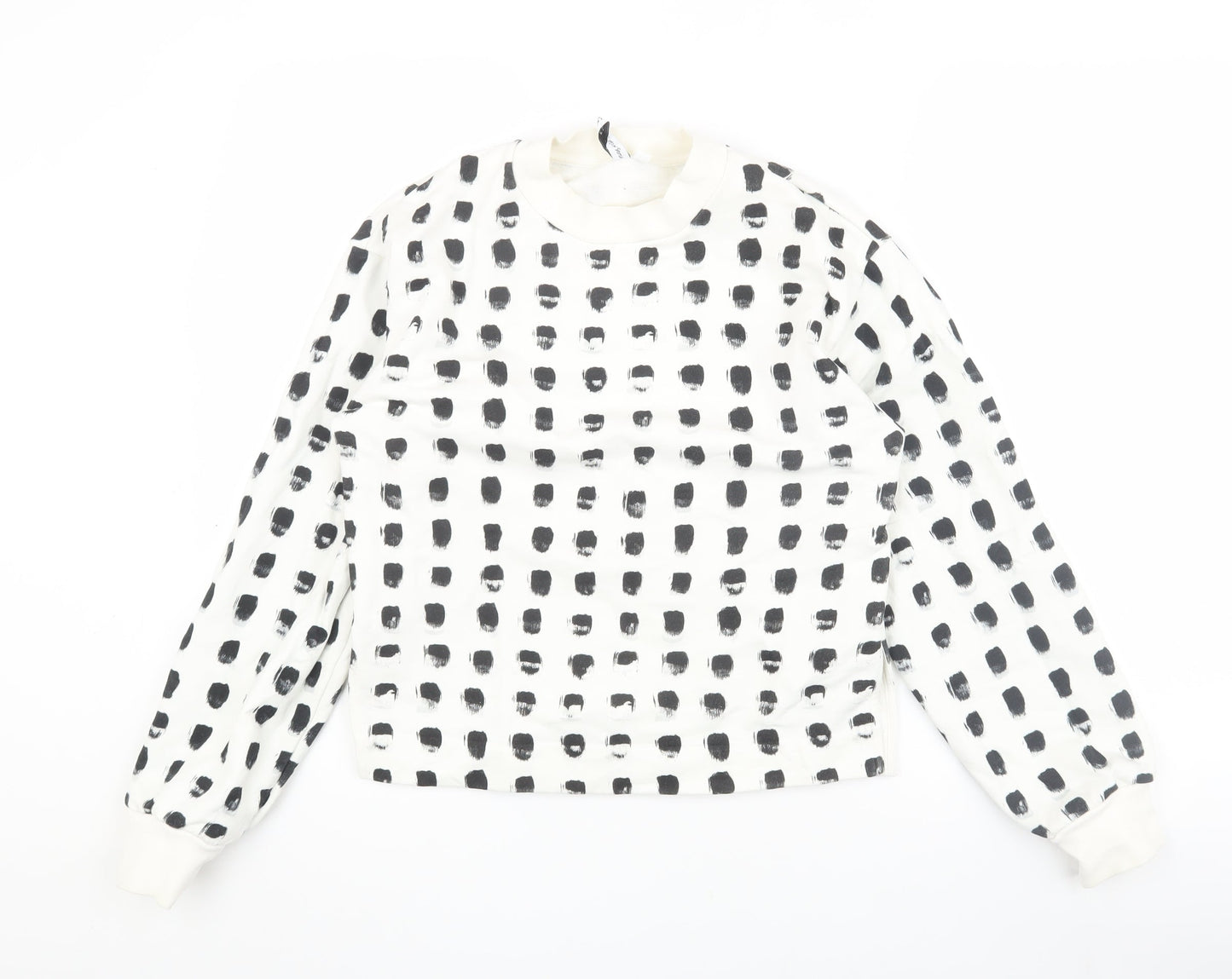 & Other Stories Women's White Polka Dot Pullover Sweatshirt Size 6