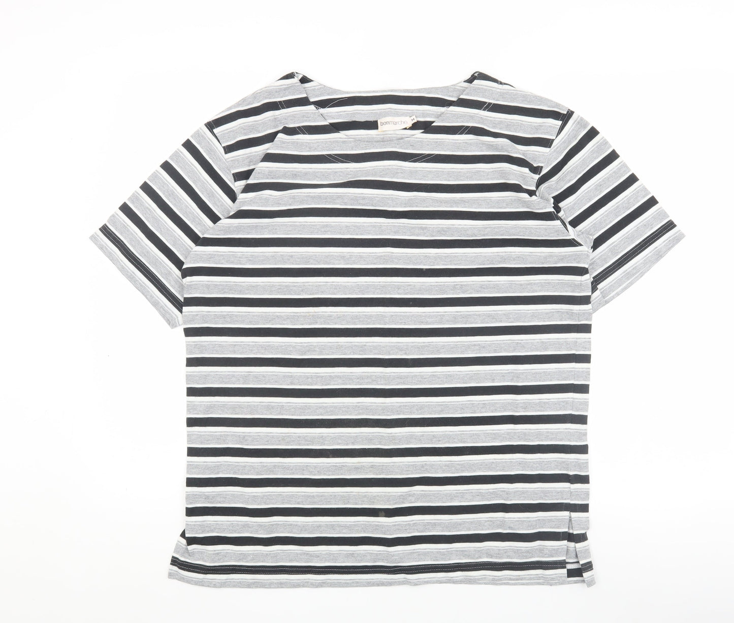 Bonmarché Women's Grey Striped T-Shirt M, Casual Style