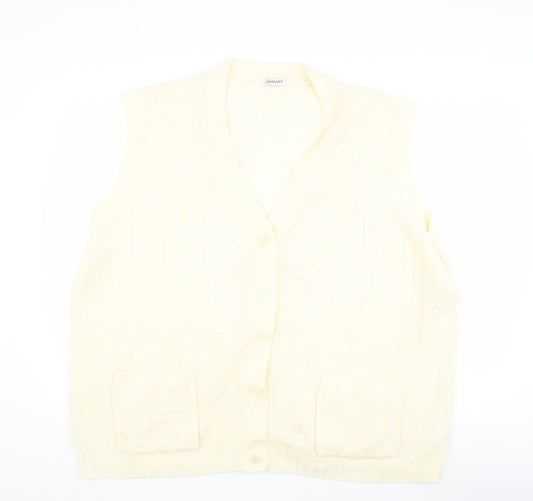 Damart Women's Ivory Knit Vest 30/32 V-Neck Acrylic