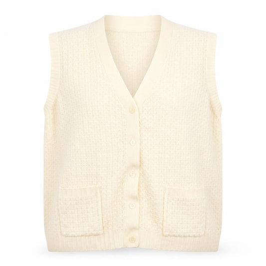 Womens UK Size 30/32 Damart Ivory Vest Jumper