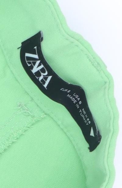 Womens UK Size 6 Zara Regular Fit Dress Pants Green Trousers