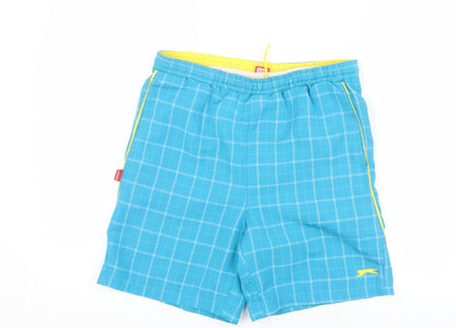 Slazenger Boys Blue Check Swim Shorts, 9-10 Years