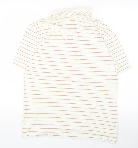 Original Penguin Men's White Polo, Striped, XL, Slim Fit