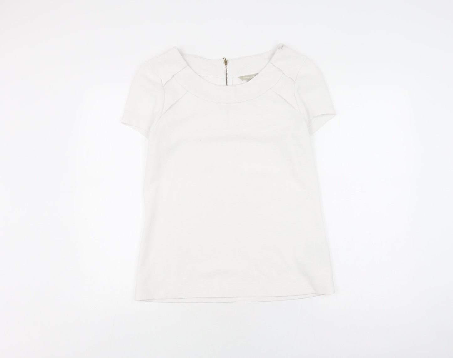 Banana Republic Women’s White XS T-Shirt, Stretch, Zip Accent