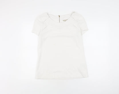 Banana Republic Women’s White XS T-Shirt, Stretch, Zip Accent