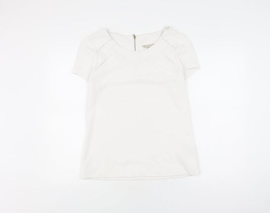 Banana Republic Women’s White XS T-Shirt, Stretch, Zip Accent