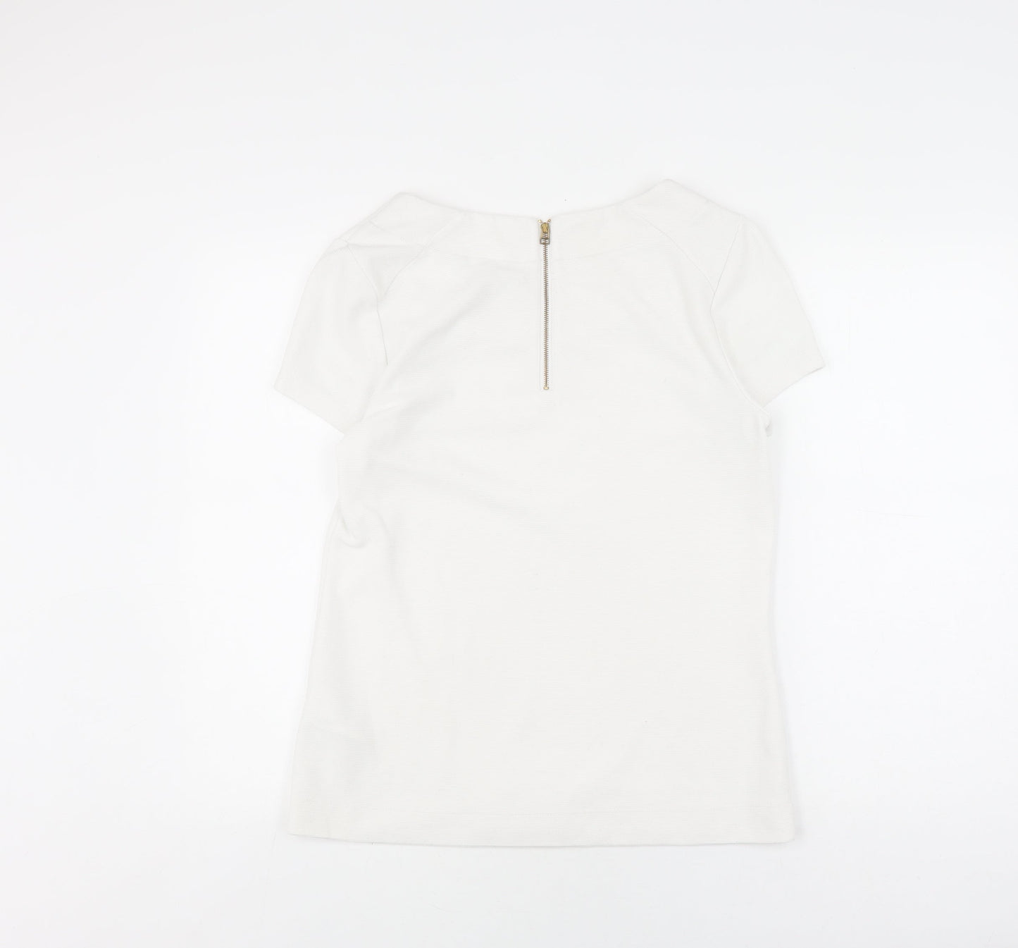 Banana Republic Women’s White XS T-Shirt, Stretch, Zip Accent