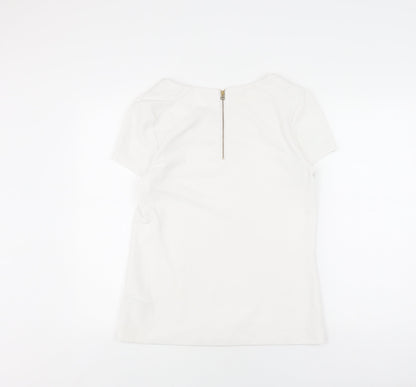 Banana Republic Women’s White XS T-Shirt, Stretch, Zip Accent