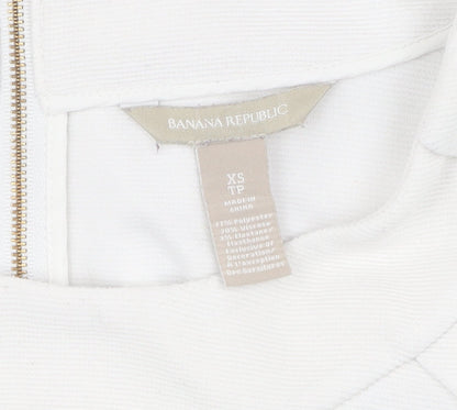 Banana Republic Women’s White XS T-Shirt, Stretch, Zip Accent