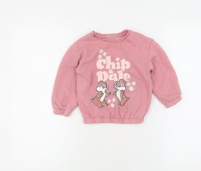Primark Disney Unisex Pink Jumper 24-36M Chip & Dale Casual