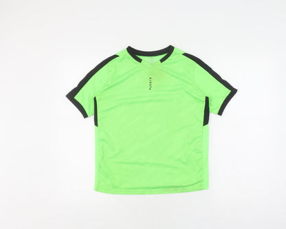 Kipsta Boys' Green Football T-Shirt, 13 Years, Breathable