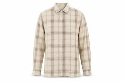 Topman Men's Beige Checked Button-Up Shirt M