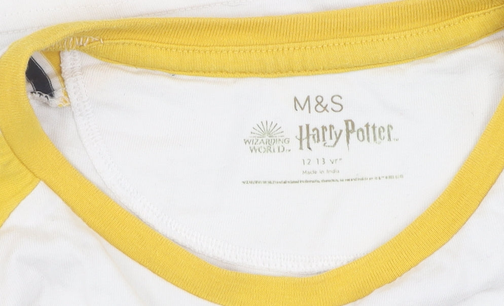 Marks and Spencer Boys Hufflepuff T-Shirt, Yellow, 12-13 Years