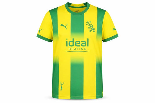 Front view of Puma boys’ yellow football jersey, size 11-12, years