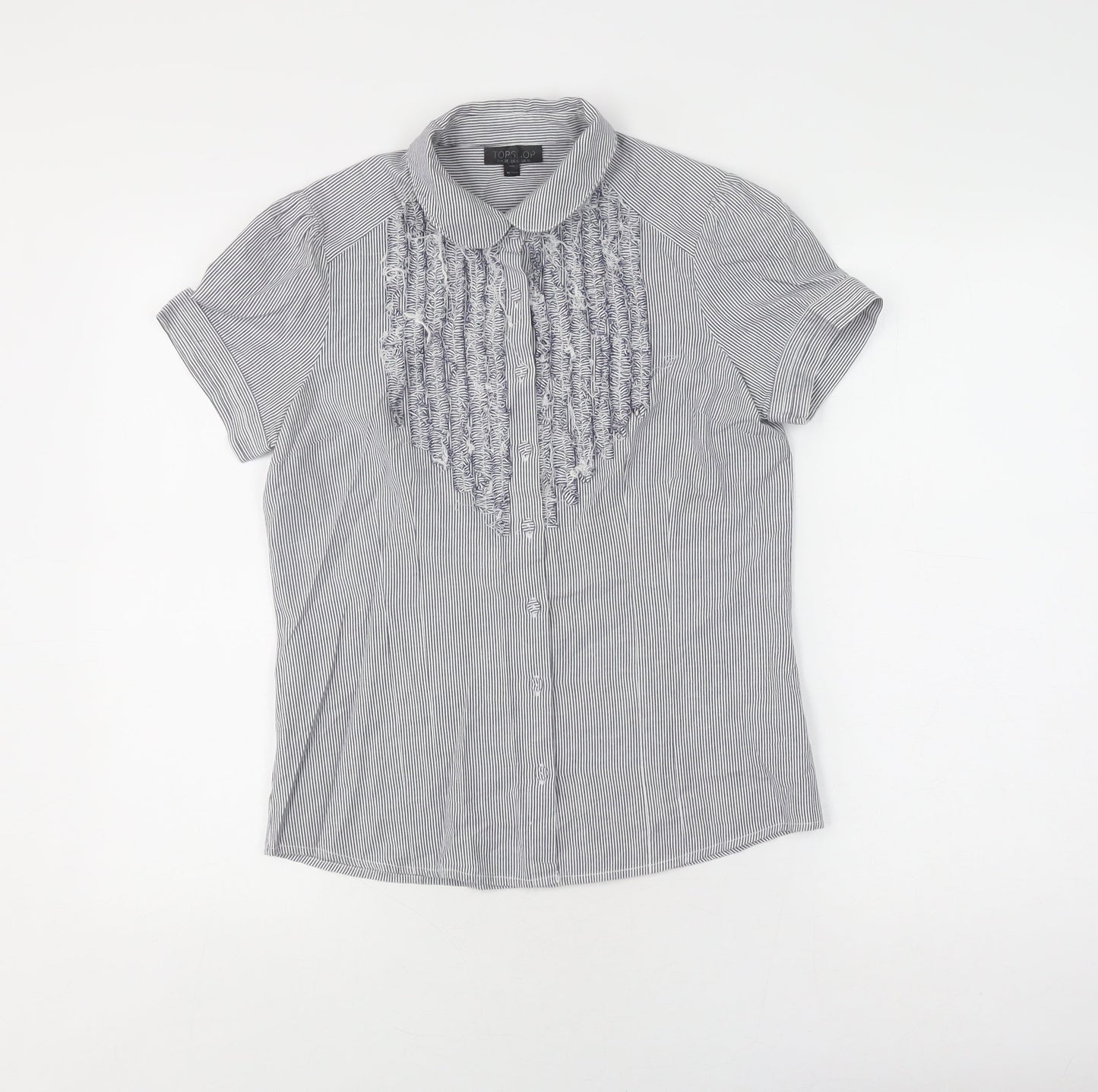 Womens UK Size 10 Topshop Grey Basic Button-Up