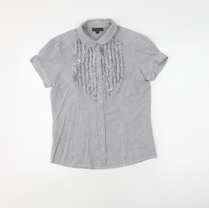 Womens UK Size 10 Topshop Grey Basic Button-Up