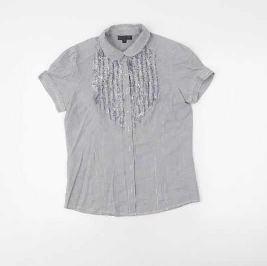 Womens UK Size 10 Topshop Grey Basic Button-Up
