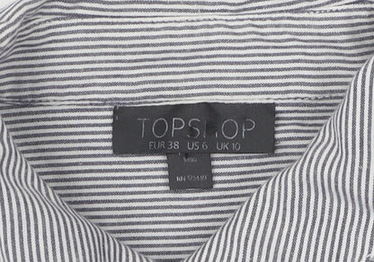 Womens UK Size 10 Topshop Grey Basic Button-Up