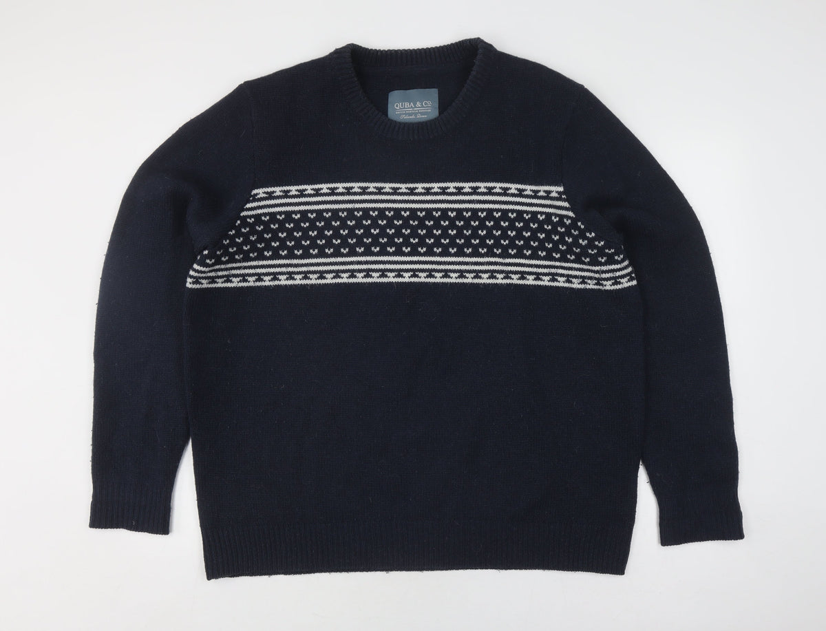 Quba & Co. Men's XL Blue Wool Pullover Jumper