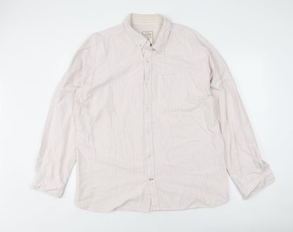 Fat Face Men's Beige Striped Long Sleeve Shirt XL