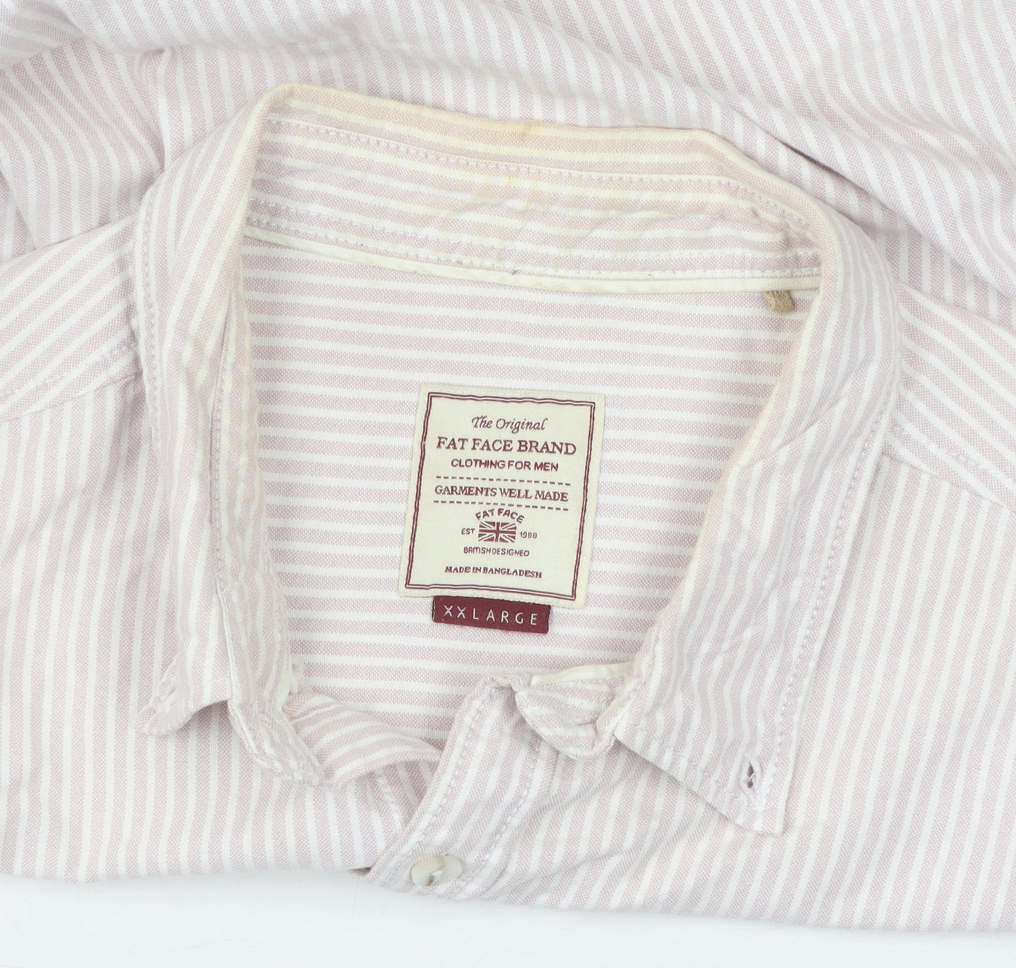 Fat Face Men's Beige Striped Long Sleeve Shirt XL