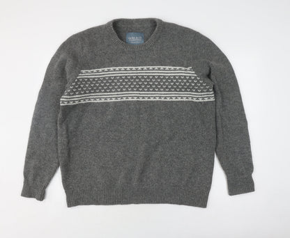 Additional front view of Quba & Co Grey Wool Fair Isle jumper XL