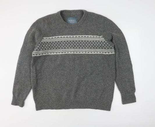 Additional front view of Quba & Co Grey Wool Fair Isle jumper XL
