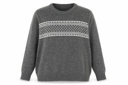 Front view of Quba & Co Grey Wool Fair Isle jumper XL