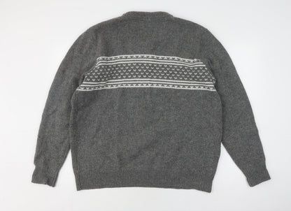 Back view of Quba & Co Grey Wool Fair Isle jumper XL