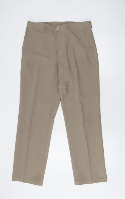 Womens UK Size 32 Marks and Spencer Regular Fit Dress Pants Beige Trousers