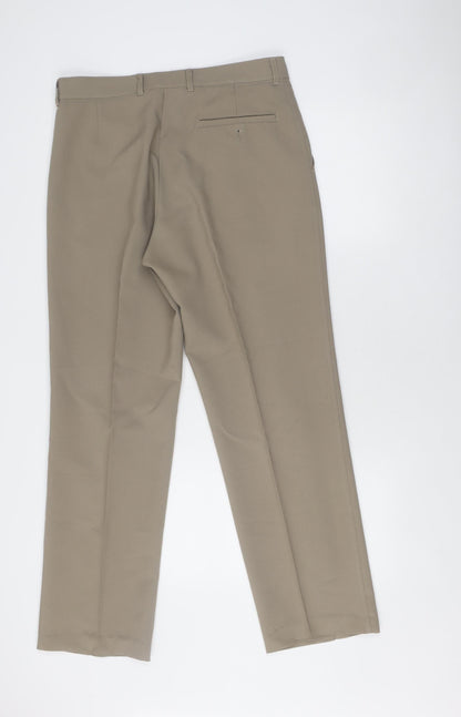 Womens UK Size 32 Marks and Spencer Regular Fit Dress Pants Beige Trousers