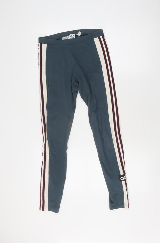 Adidas Women's Blue Track Pants, Size 8, Slim Fit