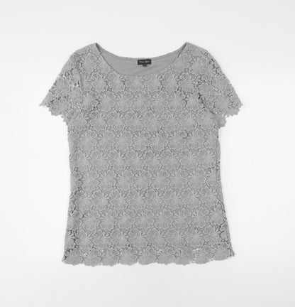 Womens UK Size 10 Phase Eight Grey Lace Blouse